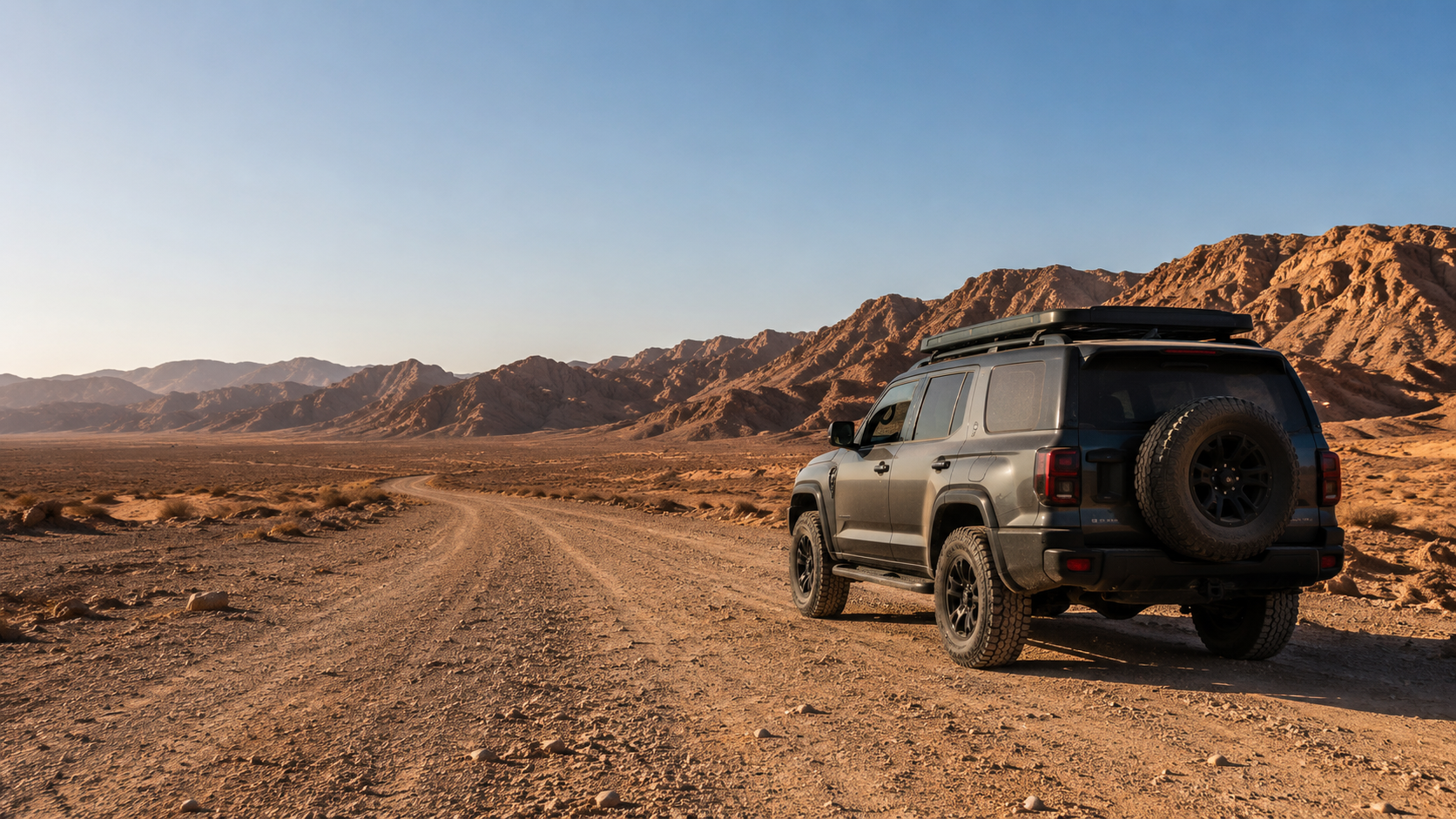 4x4 and suv car in the desert road